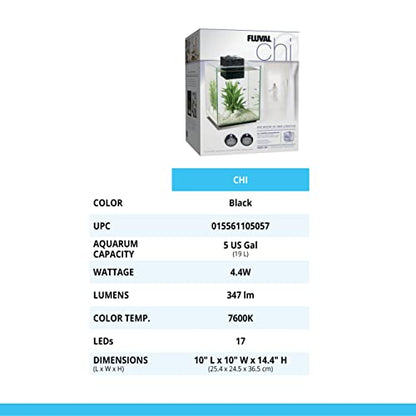Fluval Chi II Series Aquarium Set, 5-Gallon - Aquarium Tank with Ambient LED Lighting, Flowing Water, and Elegant Design, White