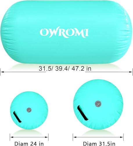 Inflatable Gymnastics Air Mat Tumble Track with Gymnastics Air Barrel - Inflatable Air Spot Tumbler Backbend Trainer Air Roller Tumbling Mat with Electric Pump - color: Green - No Pump, size: 31.5 * 39.4