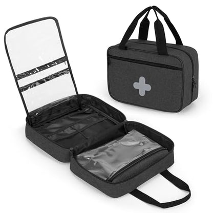 CURMIO Empty First Aid Kits Case, Portable Emergency Kit Organizer, Black - color: Black