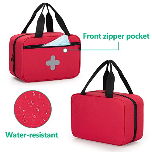 CURMIO Empty First Aid Kits Case, Portable Emergency Kit Organizer, Red - color: Red