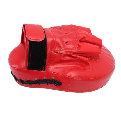 RiToEasysports Boxing Punching Mitt, PU Leather Curved Boxing Pad with Adjustable Strap, Training Hand Pad for Taekwondo Muay Thai, Adults Kids All Skill Levels - color: Red