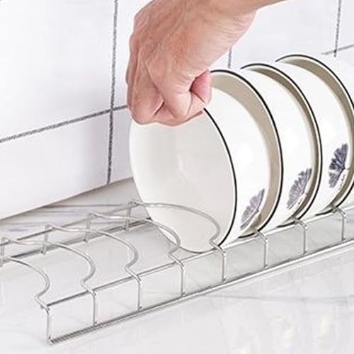 Pot Lid Organizer, 8-Tier Rack Holder, Stainless Steel with Nickel Finish, for Bakeware Dish Plate, Cutting Boards, Pots & Pans, Serving Trays, Reusable Containers in Cabinet Pantry (Long style) - color: Long style