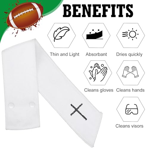 Fanfanwin 12 Pcs Football Streamer Towel with Buttons Bulk, White, Cross | Football Drip Thin Towel, Button Prevents Slipping, Quick Dry Sport Workout, Lightweight Sweat Absorbent Towel Athlete - color: White, style: Cross