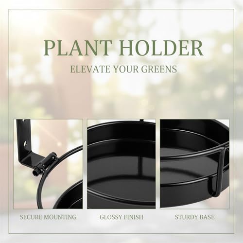 2 Pcs Wall Mounted Plant Holders, Wall Hanging Metal Flower Pot Racks, Floating Plant Shelves with Ring and Base, Indoor Outdoor Decorative Planter Stands for Garden, Porch, Patio