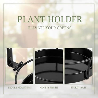 2 Pcs Wall Mounted Plant Holders, Wall Hanging Metal Flower Pot Racks, Floating Plant Shelves with Ring and Base, Indoor Outdoor Decorative Planter Stands for Garden, Porch, Patio