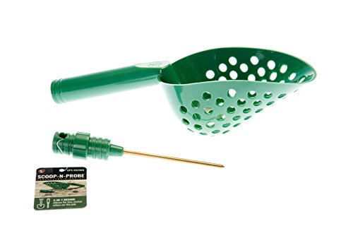 SE 14-Inch Green Sand Scoop with Brass Probe for Gold Panning and Metal Detecting - 2-in-1 Design with 4-1/8 Inch Probe - GP3-SS23GG