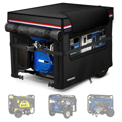 28x28x26 Inch Generator Cover. Available in 25/27/28/30/32/38 Inches. 900D Heavy-Duty Oxford Fabric with Advanced Windproof Buckles.Open top to add fuel. Suitable for Most 7000-10000W Generator.Black