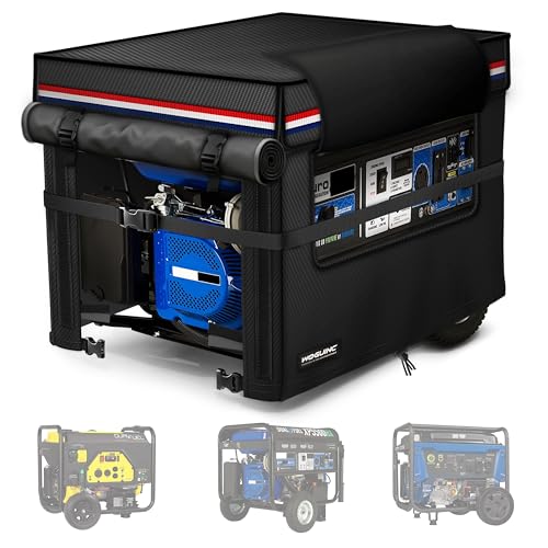 28x28x26 Inch Generator Cover. Available in 25/27/28/30/32/38 Inches. 900D Heavy-Duty Oxford Fabric with Advanced Windproof Buckles.Open top to add fuel. Suitable for Most 7000-10000W Generator.Black