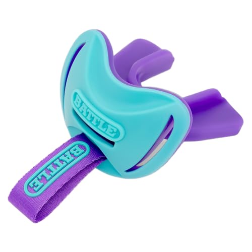 Battle Sports Speedtab F7 Football Mouthguard, No Boiling Required, Braces Compatible, Pull Tab Design (Aqua/Purple) - color: Aqua/Purple