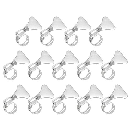 uxcell 14Pcs Stainless Steel Hose Clamps Worm Gear Hose Clamp, 8-12mm (1/4"to 1/2") Adjustable Thumb Screw Key Type Clamps Fuel Line Clamps 8mm Bandwidth for Plumbing, Automotive