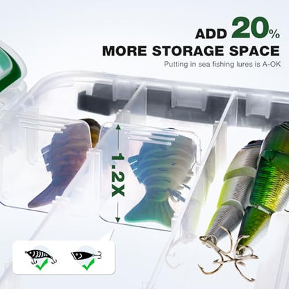 Ghosthorn Fishing Tackle Box, Waterproof 3600 and 3700 Tackle Trays, Plastic Tackle Box Organizer with Removable Dividers Storage Lure Box for Lures 3 Pack (3600 * 3) - style: 3600*3