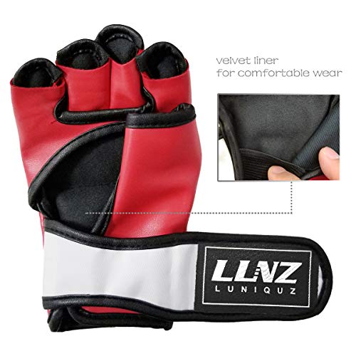 MMA Gloves for Kids Punching Bag Sparring Grappling - color: Red
