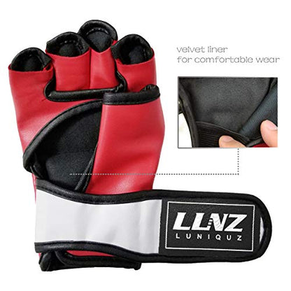 MMA Gloves for Kids Punching Bag Sparring Grappling - color: Red