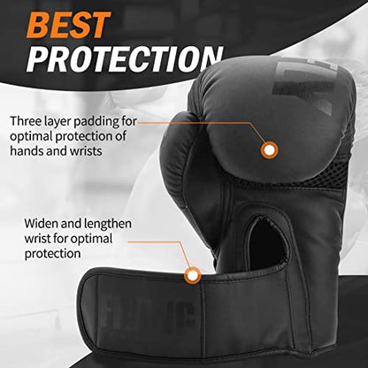 Boxing Gloves for Men Women Adults - color: Black, size: 8oz