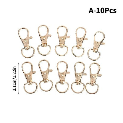 BREAKA 10Pcs/Set Metal Swivel Lobster Hook Clasp Keyring Snap Clasp Bag Jewelry Lanyard Trigger Buckle DIY Bag Accessories (Color : H) - color: H