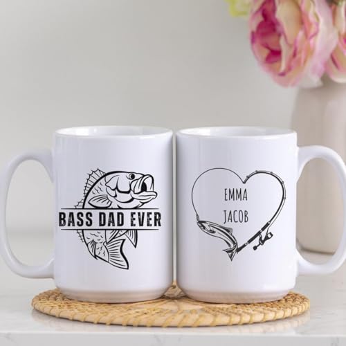 Personalized Fishing Dad Mug with Kids Names, Custom Coffee Cup for Father Grandpa, Unique Fisherman Dad Gift, Customizable Birthday Father’s Day Present, Gift from Children, Angler Coffee Mug - color: 9