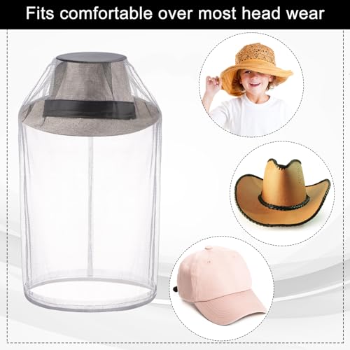 12 Pcs Mosquito Net Hat Face Netting Head Mesh Face Fly Netting Hood Protecting Sun and Fishing Hat Net for Men Women(Black, Gray) - color: Black, Gray