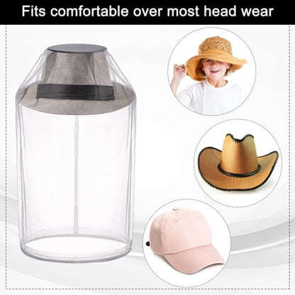 12 Pcs Mosquito Net Hat Face Netting Head Mesh Face Fly Netting Hood Protecting Sun and Fishing Hat Net for Men Women(Black, Gray) - color: Black, Gray