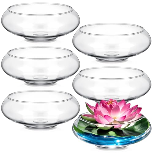 6 Pcs Hydroponic Planter Lotus Flower Pot Planter Lotus Bowl Clear Glass Fish Bowl Vase for Planting Indoor Home Decor Water Lily Narcissus Planting Water Lily (7.09in) - size: 7.09in