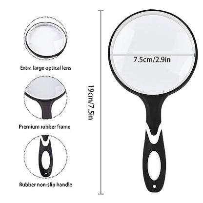 Large Magnifying Glass, 10X Magnifying Glasses for Reading Hobbies Applied to Science Books Hobby Observation Premium Soft Hand Shank Magnifier for Seniors - color: White