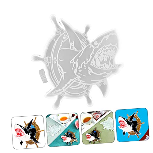 SEWACC Shark Shape DIY Coaster Mold Silicone Cup Mat Making Mold for Custom Resin Crafting and Easy to Use and for Unique Home Decor