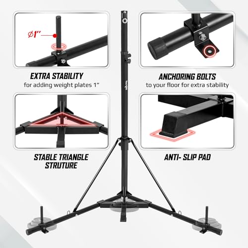Yes4All Punching Bag Hanger, Stainless Steel Swivel Chain with 4 Snap Hooks for Heavy Bag, Gym Swing, Trapeze, and Hammock - color: Foldable Punching Bag Stand