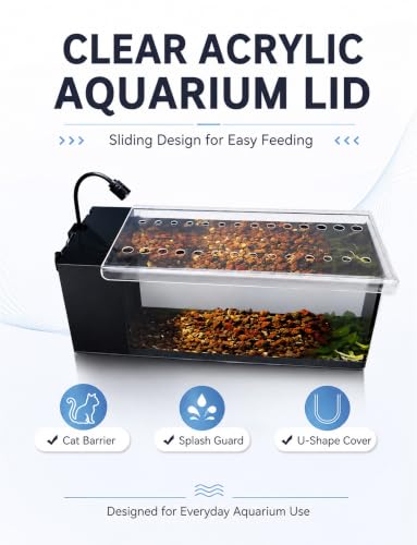 Transparent Acrylic Aquarium Lid, Ventilated Anti-Jump Cover, Cat Deterrent Splash Guard with Sliding Panel for Home Fish Tanks(3 mm,23.6x12.0 in/60x30.4cm)