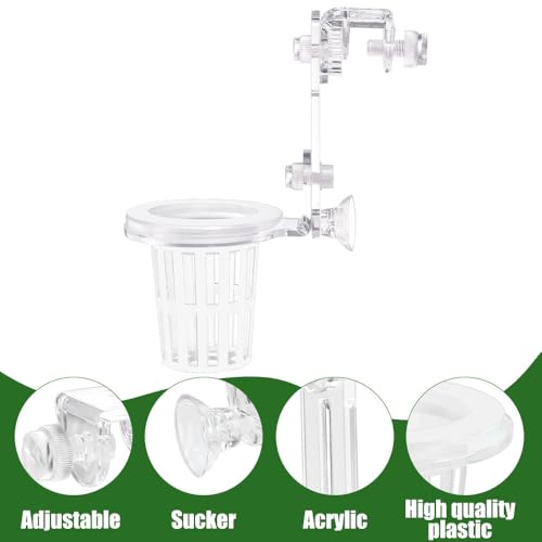 Sturdy Aquarium Plant Holder, Acrylic Adjustable Clear Aquarium Plant Holder Premium Aquarium Planter Cups for Aquarium Aquascape Cultivation Decoration