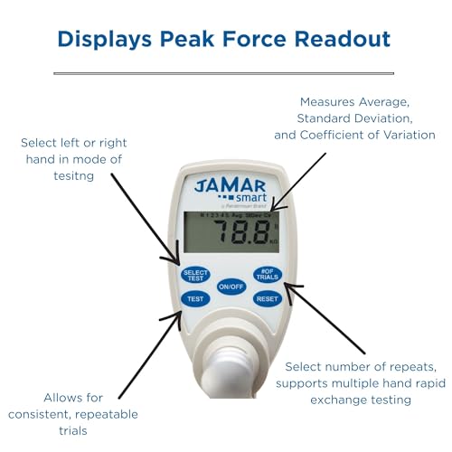 Jamar Hydraulic Hand Dynamometer, Grip Strength Tester, Manual, PSI - style: Smart Hand Dynamometer