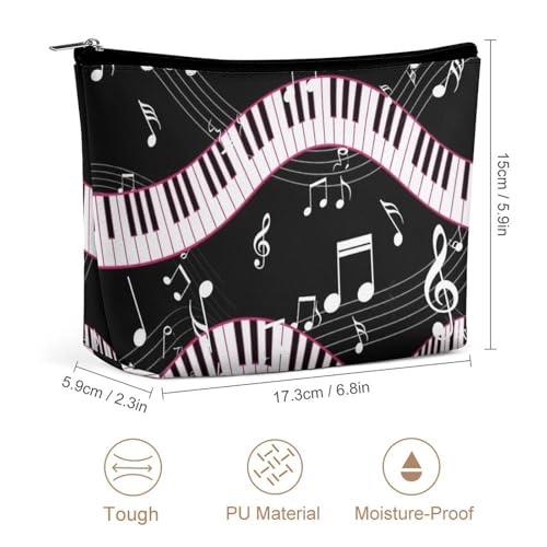 Supdreamc Fashion Makeup Case Handbag, Black And White Piano Keys Music Note Travel Makeup Train Case Pouch Large Capacity Carry On Bag, Luggage Pouch, Makeup Pouch for Women GirlGirls Ladies - color: Pattern 423