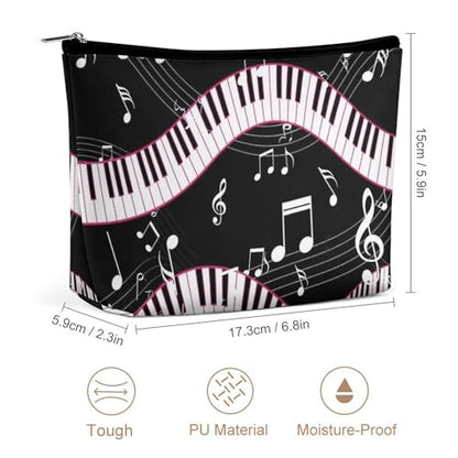 Supdreamc Fashion Makeup Case Handbag, Black And White Piano Keys Music Note Travel Makeup Train Case Pouch Large Capacity Carry On Bag, Luggage Pouch, Makeup Pouch for Women GirlGirls Ladies - color: Pattern 423