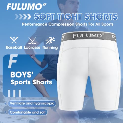 Men's Compression Athletic Shorts with Pocket Cup - color: White, size: Large