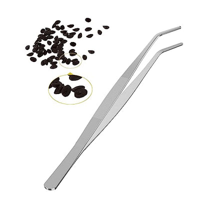 7.1 Inch Stainless Steel Tweezers, Curved Round Blunt Serrated Tip, Perfectly Aligned, 3/64 Inch Thickness Stainless Steel, Multipurpose Daily Garden Home Lab Craft Repairing Tool