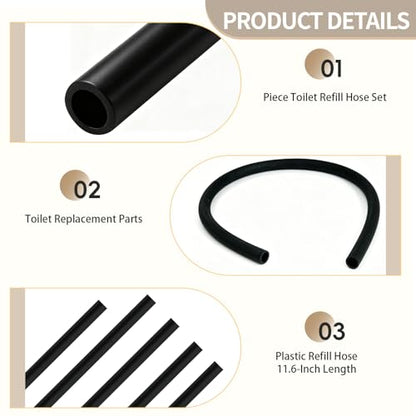 Universal Toilet Refill Tube Hose Pipe Replacement, 11.6 Inch Rubber Water Line with Clip Clamp Connector, 3 Pack (Black1) - color: Black1