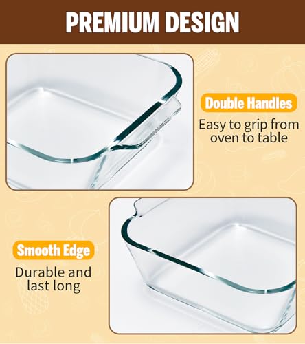 6"x6" Baking Pan, Square Baking Dishes 2 Pack Glass Bakeware Dish For Casserole Lasagna Brownie, Perfect for Reheating Individual Portions in Oven, Microwave or Air Fryer - size: Medium-Square