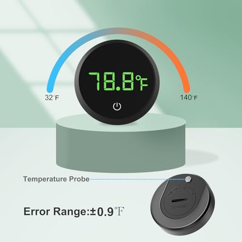 Aquarium Digital Thermometer Cordless Replaceable Battery LED Display Temperature Measurement Error ±0.9℉(US Patent Number:D1038779S)