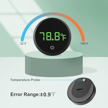 Aquarium Digital Thermometer Cordless Replaceable Battery LED Display Temperature Measurement Error ±0.9℉(US Patent Number:D1038779S)