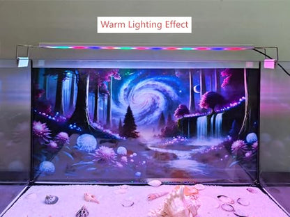 Fantasy Galaxy Starry Sky Aquarium Background Glowing Plants Fish Tank Background 24x12 Inches PVC Glass Container Decoration with Tapes