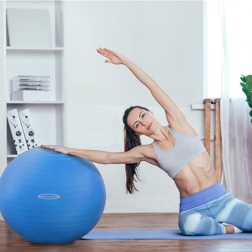 Fitvids Anti-Burst and Slip Resistant Exercise Ball Yoga Ball Fitness Ball Birthing Ball with Quick Pump - color: Blue, size: XXL(31-34in/78-85cm)