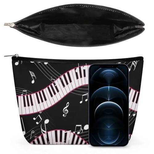 Supdreamc Fashion Makeup Case Handbag, Black And White Piano Keys Music Note Travel Makeup Train Case Pouch Large Capacity Carry On Bag, Luggage Pouch, Makeup Pouch for Women GirlGirls Ladies - color: Pattern 423