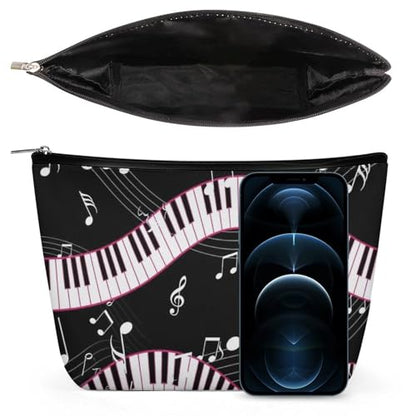 Supdreamc Fashion Makeup Case Handbag, Black And White Piano Keys Music Note Travel Makeup Train Case Pouch Large Capacity Carry On Bag, Luggage Pouch, Makeup Pouch for Women GirlGirls Ladies - color: Pattern 423