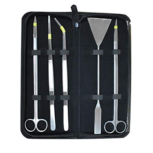Aquascaping Tools Kit, 5 Piece Stainless Steel Aquarium Plant Trimming Set for Fish Tanks, Reef Tanks, Coral Fragging
