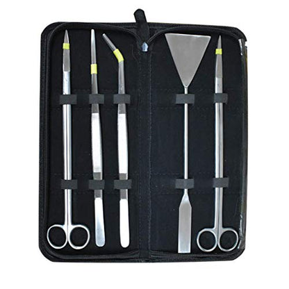 Aquascaping Tools Kit, 5 Piece Stainless Steel Aquarium Plant Trimming Set for Fish Tanks, Reef Tanks, Coral Fragging