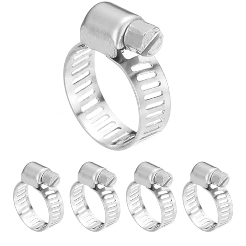 Adjustable Hose Clamps 10-16mm 50PCS, SAE 4 (3/8" to 5/8") Heavy Duty Hose Clamps Adjustable Perforated Worm Gear Clamps, Stainless Steel for Plumbing, Garden Hose, Fuel Line, General Household - size: Φ10-16mm