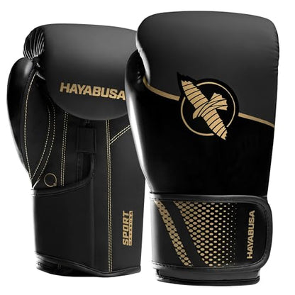 Hayabusa Sport Boxing Gloves - Dual-Splinted - color: Black / Gold, size: 14oz