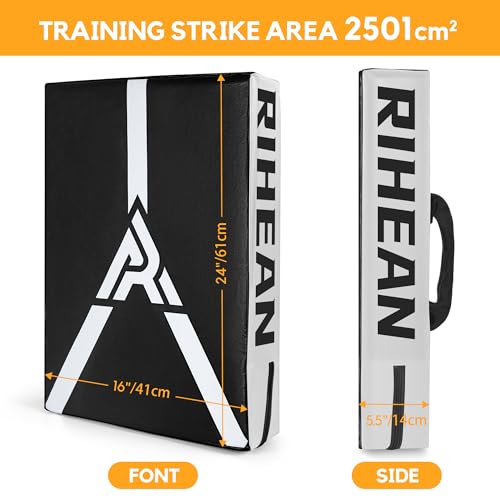 Martial Arts Kicking Shield Pad for Muay Thai, Taekwondo Football, Basketball, Hockey Training - Denser Foam, High-Density PU Leather Cover - color: White Shield