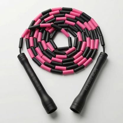 Elevate Rope Beaded Jump Rope, 1 in Beads, 10 ft Adjustable, Segmented - color: Black/Pink