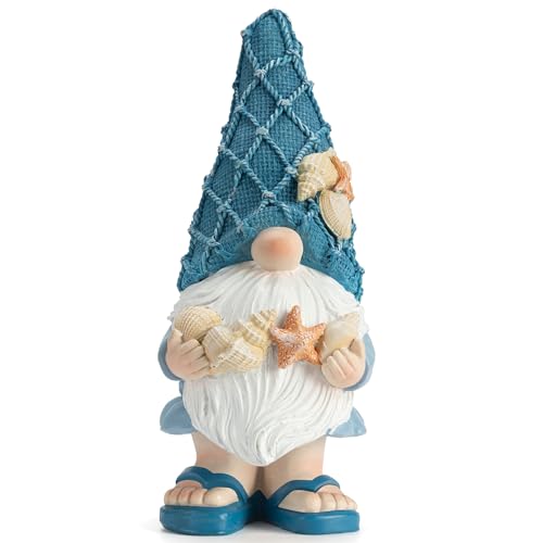Beach Gnomes Statues,Ocean Gnomes,Nautical Themes Decoration,Beach, Gnome Holding Seashells - color: Holding a Shell