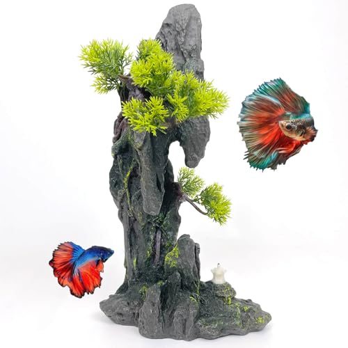 Tall Aquarium Mountain View Stone Decorations Aquarium Ornament Rock Cave Landscape Artificial Mountain Hill View Fish Tank Caves for Betta Hiding Reptile Aquarium Supply - color: Tall Cypress Mountain View