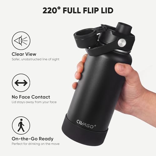 CIVAGO 40 oz Insulated Stainless Steel Water Bottle with Removable Straw | Large Leakproof Metal Water Jug, Sports Thermal Flask Cup with Bucket Handle, Silicone Boot, Dishwasher Safe, BPA-Free, Navy - color: .Navy, size: 40 Ounces